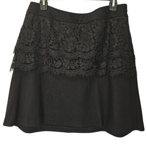 Cabi Black Lace Overlay mini A-line Skirt size 8